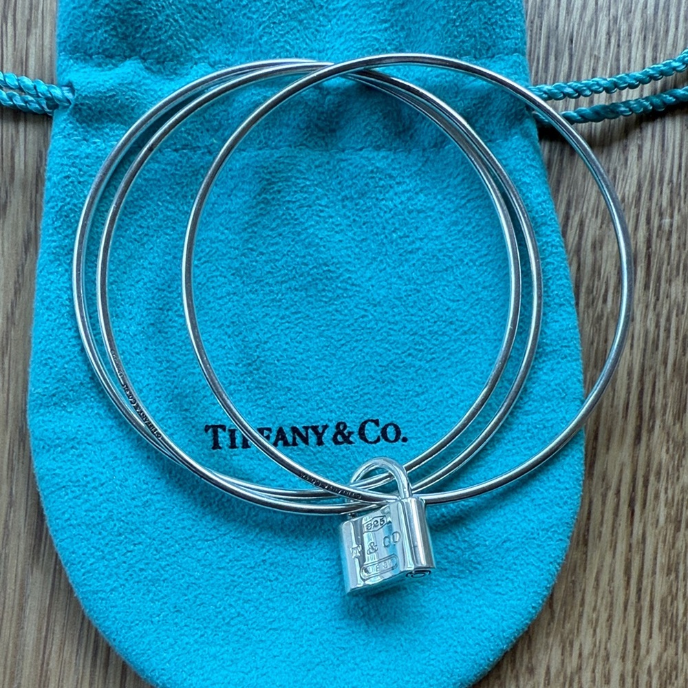 Tiffany & Co. Silver Triple Bangle with Lock
